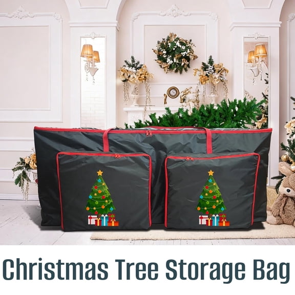 Large Christmas Tree Storage Bag, Artificial Tree Storage Cover, Waterproof Holiday Decor Organizer, Heavy Duty Storage Sack with Double Zipper, 48x20x15 Inch Xmas Tree Bag for Garage Attic