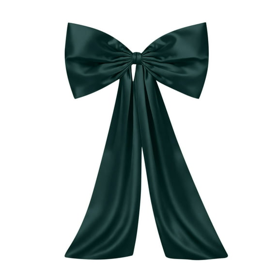 Large Christmas Tree Topper Bow 16x43 Inch Festive Hanging Ornament with Long Ribbon Support Green