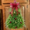 thumbnail image 1 of Large Christmas Tree Wreath for Front Door Handmade Christmas Swag with Bell & Linen Bow, Farmhouse Christmas Wreath Bow Decorations Rustic Door Swag Wreath for Mantel Wall Window Wedding, 1 of 4
