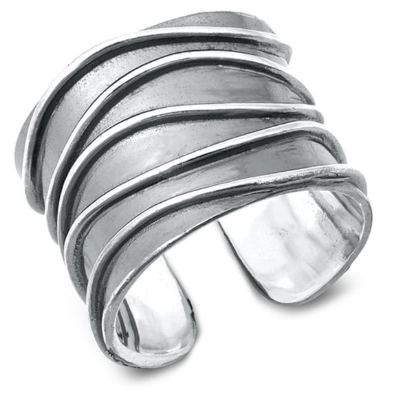 Large Chunk Modern Wavy Ring .925 Sterling Silver Band Jewelry Female Male Unisex Size 8