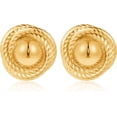 thumbnail image 1 of Large Chunky Gold Earrings for Women, Round Rope Disc Stud Earrings, Statement Vintage Earrings, Trendy, Lightweight and Hypoallergenic, 1 of 3
