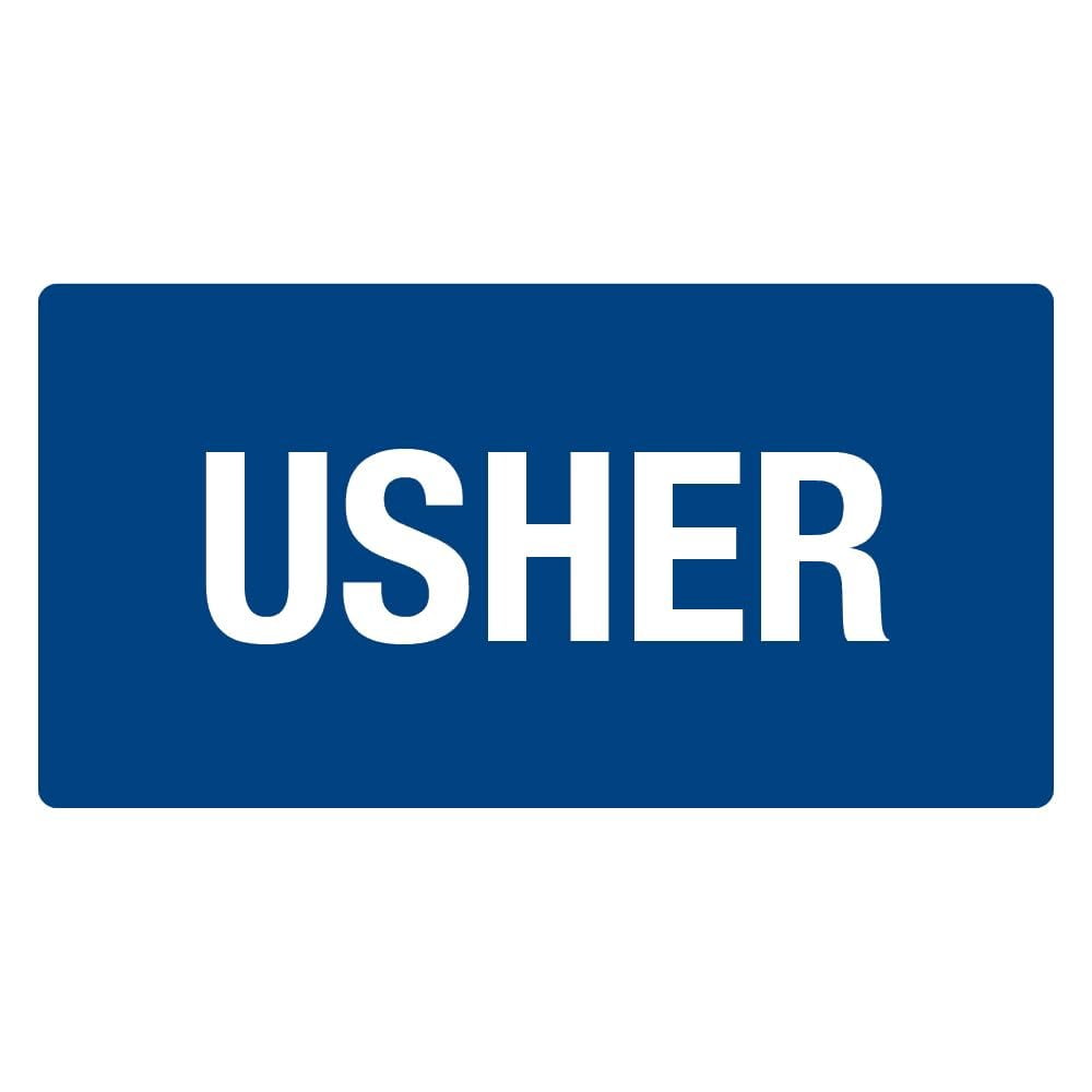 Large Church Usher Magnetic Name Badges Blue