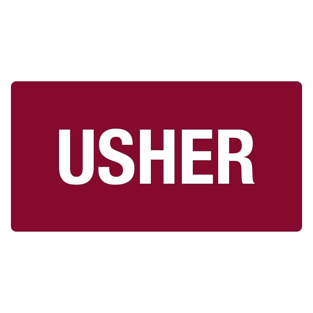 Large Church Usher Magnetic Name Badges Burgundy