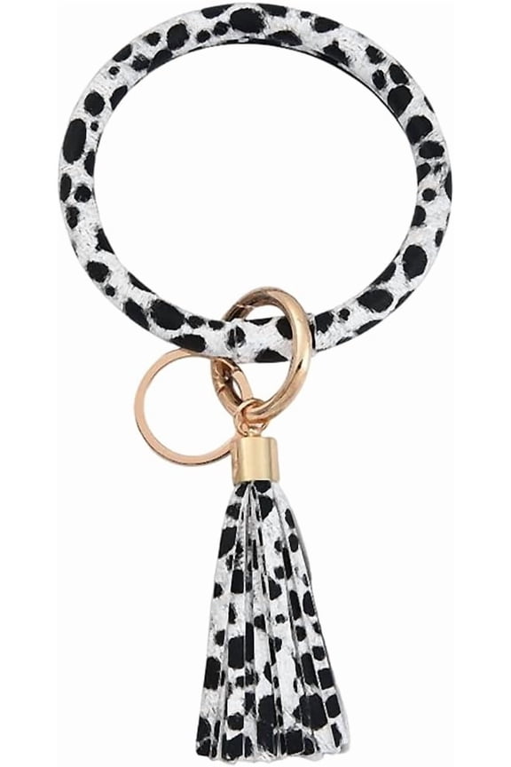 Large Circle PU Leather Keychain Bracelet Round Leather Wristlet Key Ring Wrist Keyring Bangle Key Chains Holder DIY
