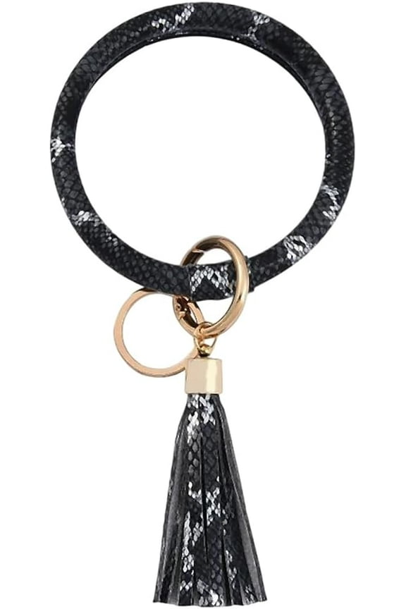 Large Circle PU Leather Keychain Bracelet Round Leather Wristlet Key Ring Wrist Keyring Bangle Key Chains Holder diy Black