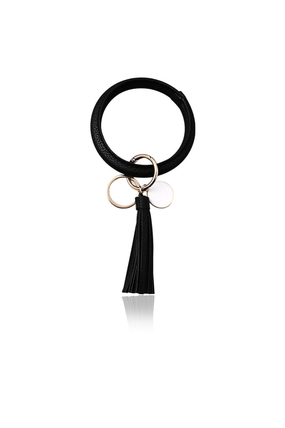 Large Circle PU Leather Keychain Bracelet Round Leather Wristlet Key Ring Wrist Keyring Bangle Key Chains Holder