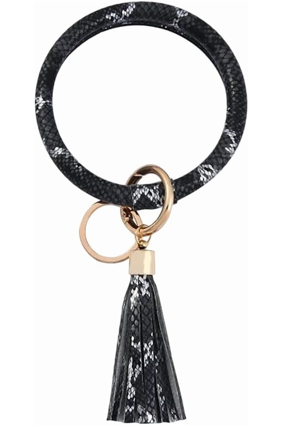 Large Circle PU Leather Keychain Bracelet Round Leather Wristlet Key Ring Wrist Keyring Bangle Key