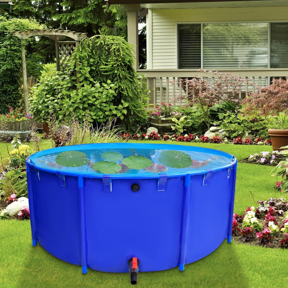Large Circular Canvas Fish Pond, Thickened Tarpaulin Pool for Koi Culture, Agricultural Irrigation, Emergency Water Supply Solutions(78.7x31.5in)