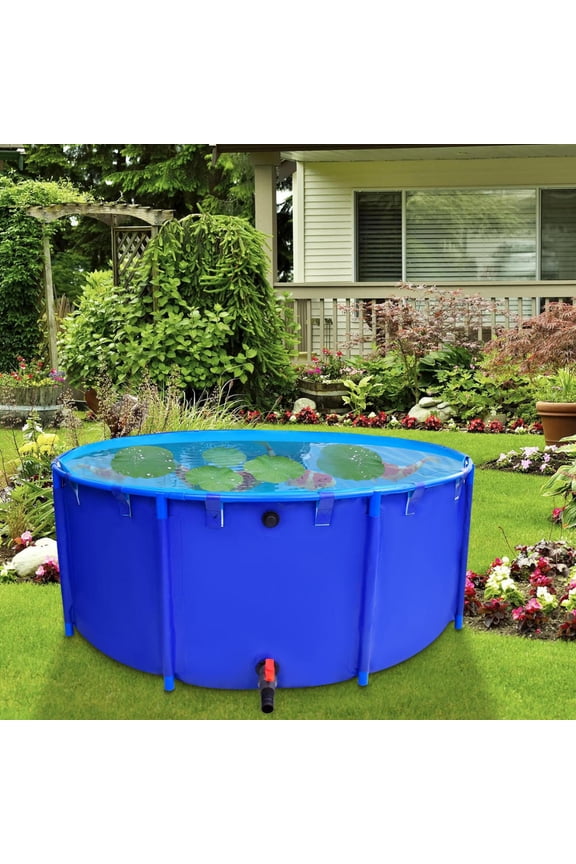 Large Circular Canvas Fish Pond, Thickened Tarpaulin Pool for Koi Culture, Agricultural Irrigation, Emergency Water Supply Solutions(78.7x31.5in)