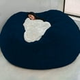 thumbnail image 1 of Large Circular Velvet Bean Bag Chair Cover, Soft Fluffy Slipcover for Floor Pouf and Sofa, Zipper Closure for Easy Filling, Decorative Cover for Living Room and Bedroom, 1 of 4