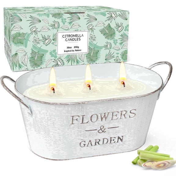 Giphtpoeet Citronella Candle Extra Large 30oz Outdoor Lemongrass Soy Wax Candle Gift for Outside, 150H