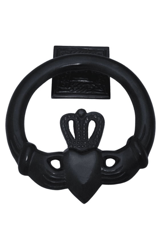 Large Claddagh Brass Door Knocker Square Back Antique Oil-Rubbed Bronze by Robert Emmet Co.