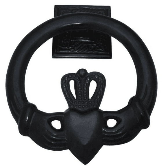 Large Claddagh Brass Door Knocker Square Back Antique Oil-Rubbed Bronze by Robert Emmet Co.
