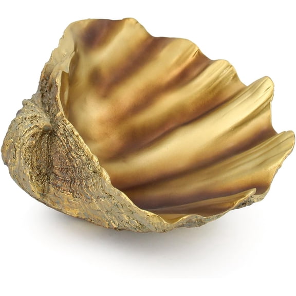 Large Clam Shells Decorative Bowl-Bronze/Golden Sea Shells Decorative Storage Bowls for Coastal Beach theme house table centerpiece decorations & Nautical decorations for coffee table -10.2"-1PC