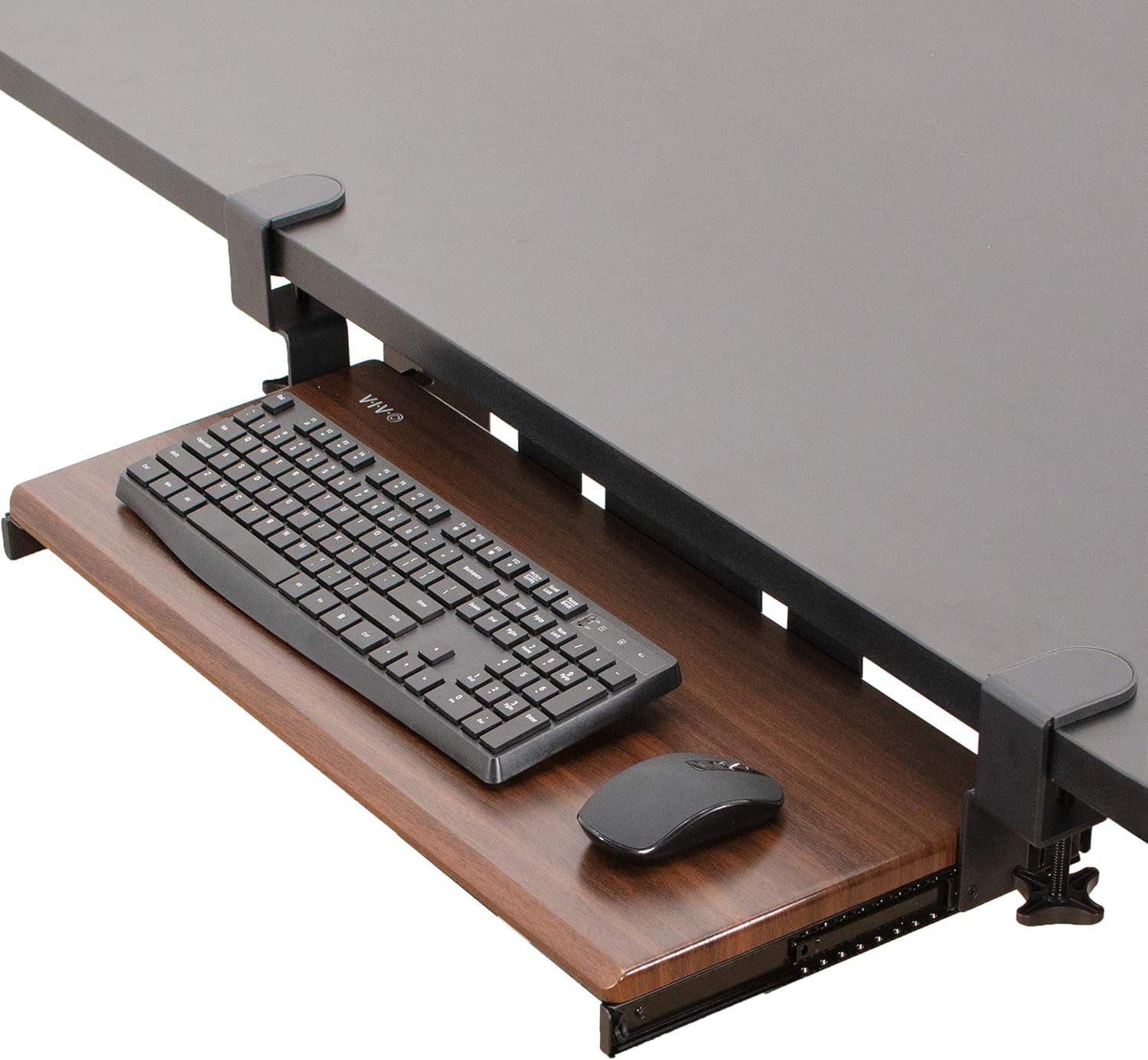 Large Clamp-on Computer Keyboard and Mouse Under Desk Slider Tray, 27 x ...