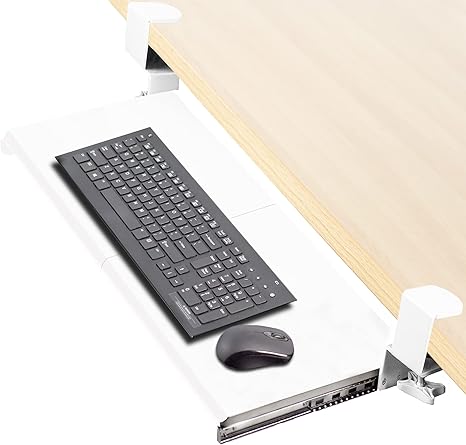 Large Clamp-on Computer Keyboard and Mouse Under Desk Slider Tray, 27 x ...