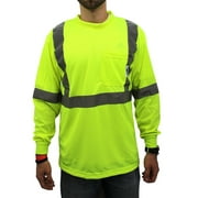 Large / Class 2 Max-dry Moisture Wicking Mesh Long Sleeve Safety T-shirt, Neon Yellow