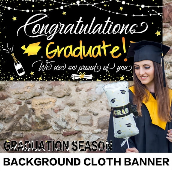 Large Class Of 2024 Graduate Banner Decorations Congratulations Banner 2024 Graduation Party Photograph Background Decorations-A