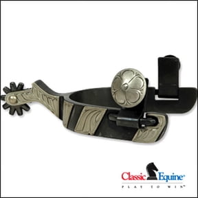 Classic Equine Cowboy Spurs - Weighted Design with Integrated Chap Guard - Authentic Western Style Riding Spurs 3/4" / 3/4" Band Chap Guard