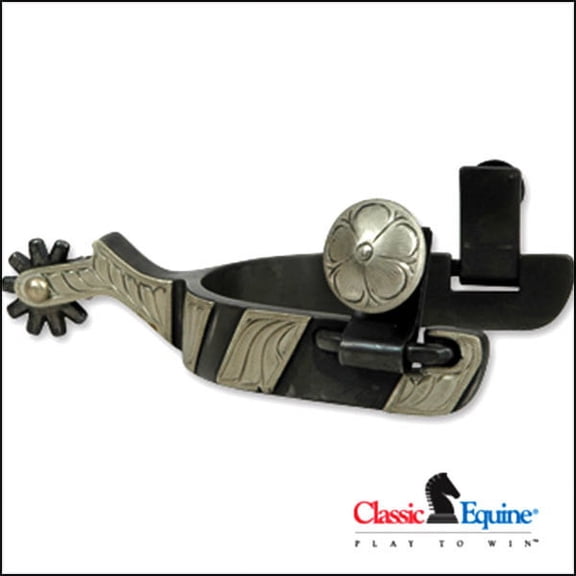 Classic Equine Cowboy Spurs - Weighted Design with Integrated Chap Guard - Authentic Western Style Riding Spurs 3/4" / 3/4" Band Chap Guard