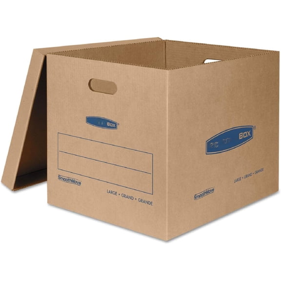 Large Classic Moving Box 5 Pack, Reinforced Handles, Tape-Free Assembly, Box with Lid