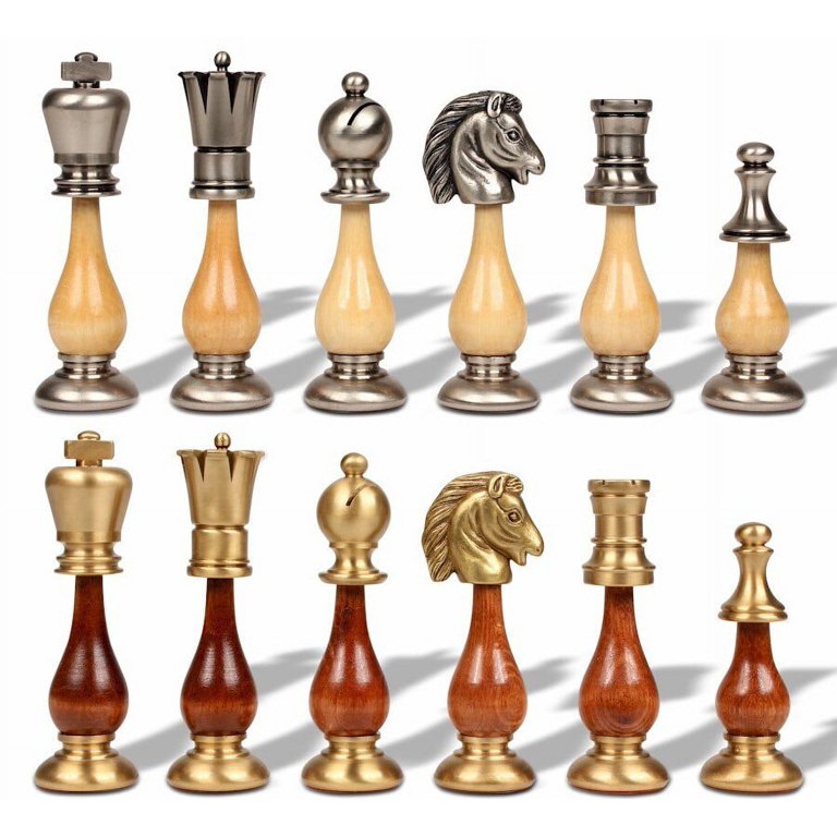 Classic French-Style Staunton Solid Brass Chess Set by Italfama