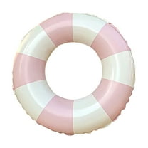 Large Classic Striped Swim Ring with Handles Inflatable Pool Inner Tube Floating Device for Adults Summer Water