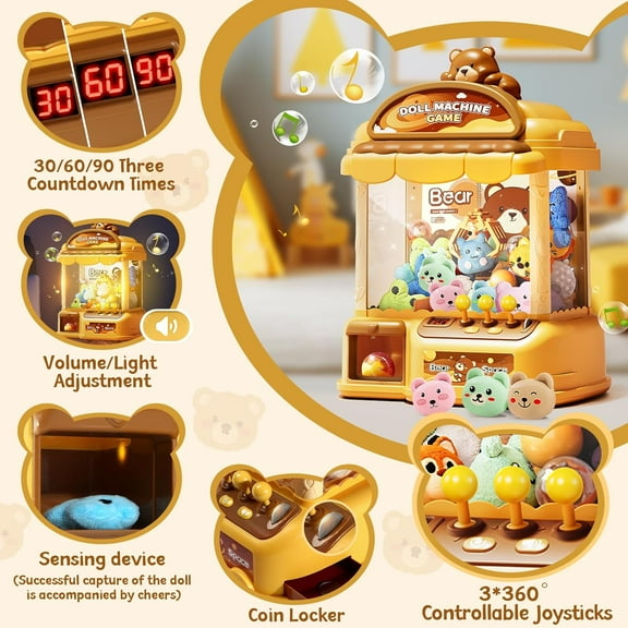 Large Claw Machine for Kids, Musical Electronic Arcade Game Console with Adjustable Sound, Christmas and Birthday Gift for Kids