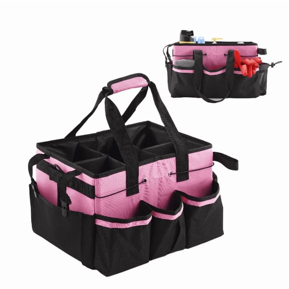Large Cleaning Caddy Bag, Portable Cleaning Caddy with Foldable Dividers and Shoulder Strap, All-in-One Cleaner Tote for Home, Car Wash & Commercial Cleaning