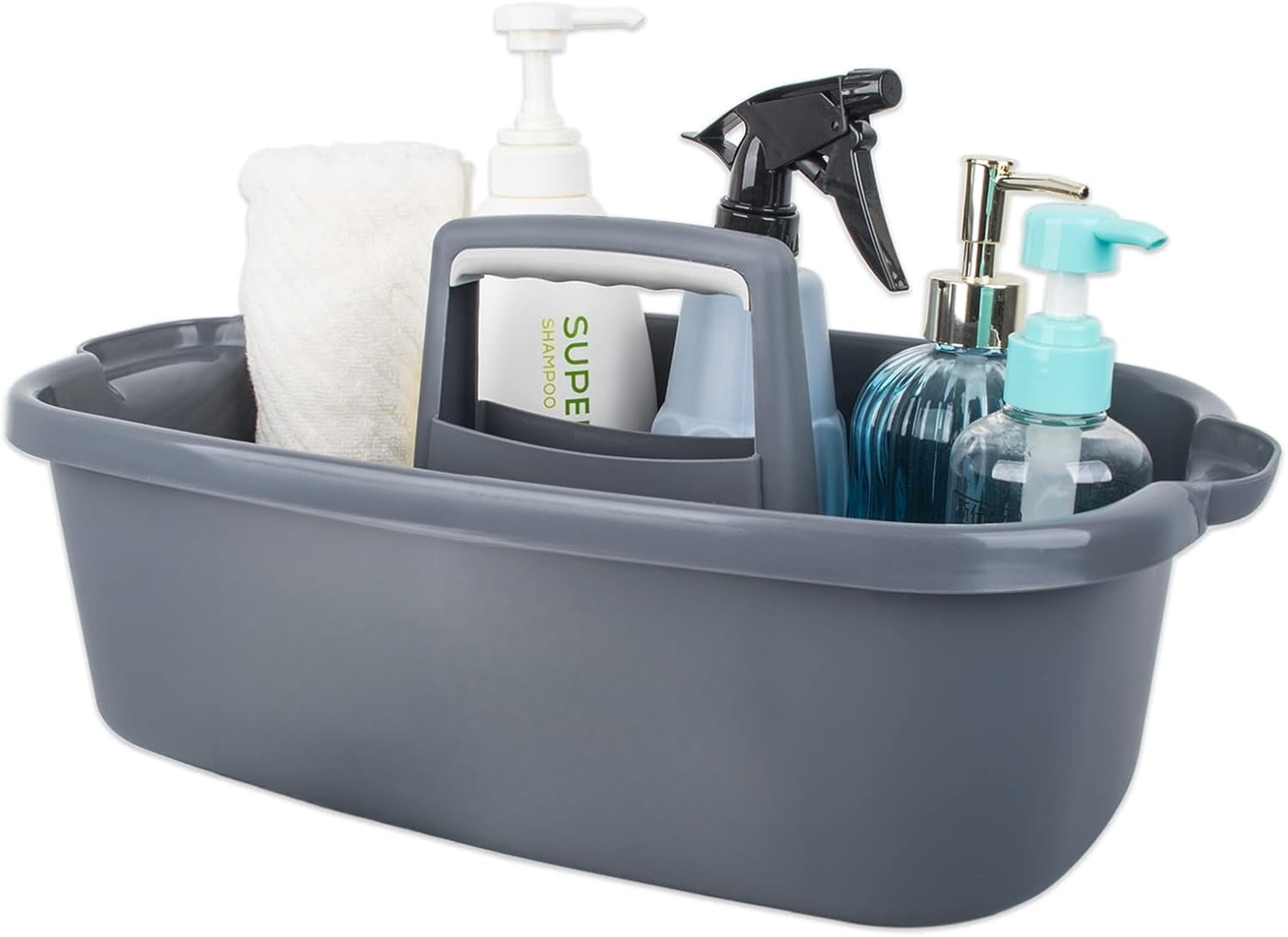 Large Cleaning Supplies Caddy Portable Shower Basket Supply Organizer with Handle Plastic Bucket Tool Storage for Bathroom, Bedroom, Kitchen, College Dorm, Garden, Blue 2 Pack