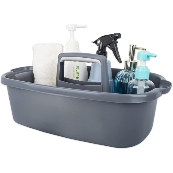 Large Cleaning Supplies Caddy Portable Shower Basket Supply Organizer with Handle Plastic Bucket Tool Storage for Bathroom, Bedroom, Kitchen, College Dorm, Garden, Blue 2 Pack
