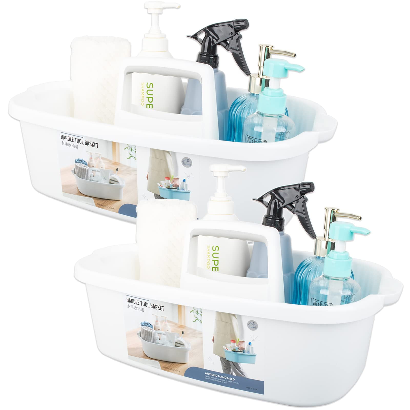 Large Cleaning Supplies Caddy Portable Shower Basket Supply Organizer ...