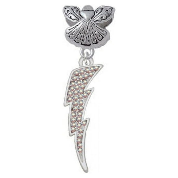Large Clear AB Crystal Lightning Bolt - Guardian Angel Charm Bead