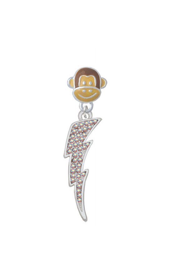 Large Clear AB Crystal Lightning Bolt - Monkey Face Charm Bead