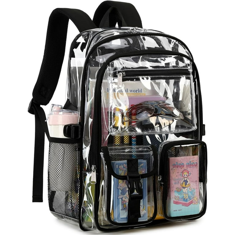 Large Clear Backpack For Girls Women School Bookbag Heavy Duty Transparent Backpack Black Walmart
