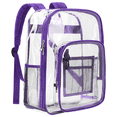 thumbnail image 1 of Cshidworld 16" Large Clear Backpack, PVC Transparent Backpack Stadium Approved with Reinforced Strap College Bookbag with Front Pocket for Workplace Stadium Travel Security Festival College, Purple, 1 of 7