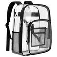 thumbnail image 1 of Cshidworld 16" Large Clear Backpack, PVC Transparent Backpack Stadium Approved with Reinforced Strap College Bookbag with Front Pocket for Workplace Stadium Travel Security Festival College, Black, 1 of 7