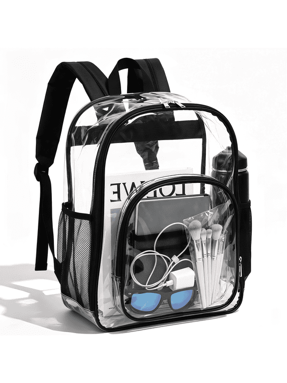 Large Clear Backpack, Heavy Duty PVC Transparent Bookbag Clear Backpack for College Backpack for School, College, Work, Stadium, Security & Travel