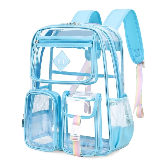 Large Clear Backpack Heavy Duty Stadium Approved See Through Backpack Waterproof Transparent Backpacks Clear Book Bag with Reinforced Strap for School Work Travel, Black Daisy