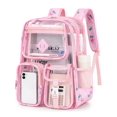 thumbnail image 1 of Large Clear Backpack Heavy Duty Stadium Approved See Through Backpack Waterproof Transparent Backpacks Clear Book Bag with Reinforced Strap for School Work Travel, Black Daisy, 1 of 7