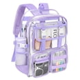 thumbnail image 1 of KOITHOT Clear Backpack Heavy Duty, Waterproof PVC Transparent Backpacks for Adults, Purple Book Bag for School Travel, 1 of 7