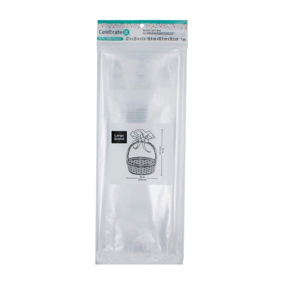 Large Clear Basket Gift Bags by Celebrate It 22"x25"x8" Cellophane Wrap for Gift Baskets - Flowers - Wreaths & More - 24 Pack