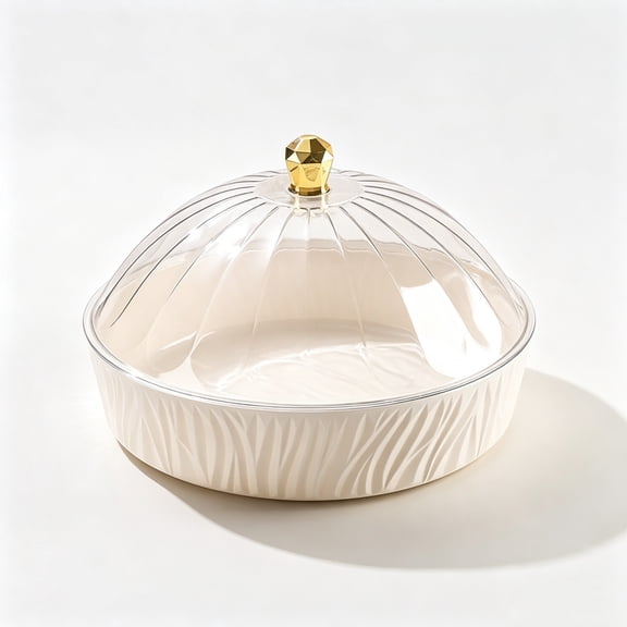 Large Clear Candy Dish With Lid Fruit Bowl For Countertop Storage Snacks Dessert Serving Tray Kitchen Table Decor