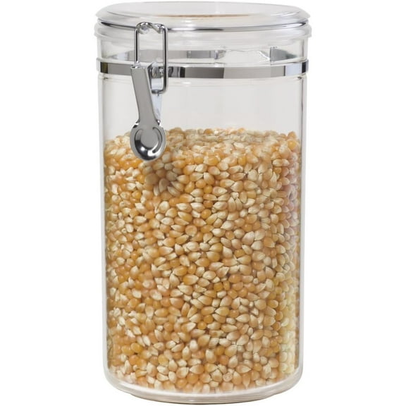 Large Clear Canister with Clamp Lid, 72 oz - Large Airtight Food Storage Container, for Kitchen & Pantry Storage of Bulk, Dry Foods, Pasta, Flour, Sugar, Coffee, Rice, Tea, Spices & Herbs