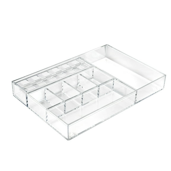 Large Clear Cosmetic Organizer for Counter with Compartments
