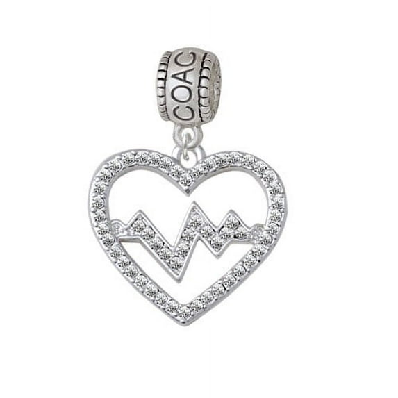 Large Clear Crystal Heart with Heartbeat - Coach Charm Bead