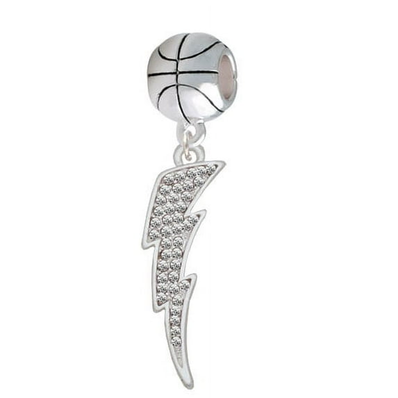 Large Clear Crystal Lightning Bolt - Basketball Charm Bead