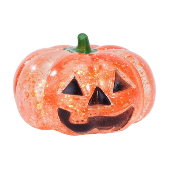 Large Clear Glitter Pumpkin Maltose Squeeze Toy, TPR Slow Rebound Jack O Lantern Fidget Toy for Halloween Party Favors