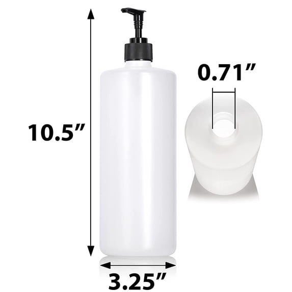Large Clear Natural Refillable Plastic Squeeze Bottle Black Lotion Pumps (6 Pack)