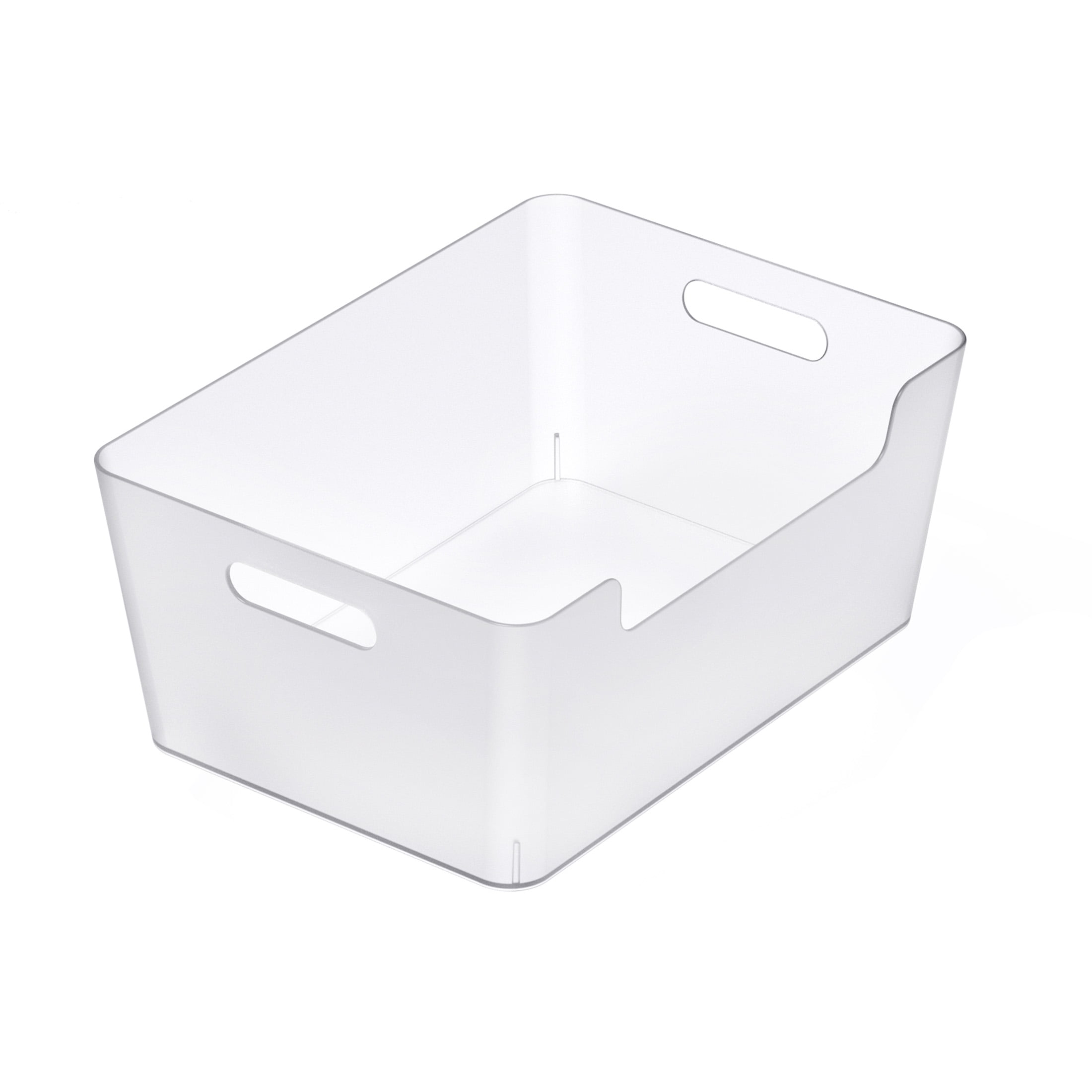 Large Clear Plastic Storage Bin with Built-In Handles